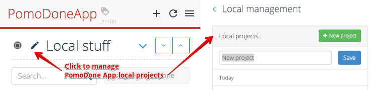 Manage Local Projects