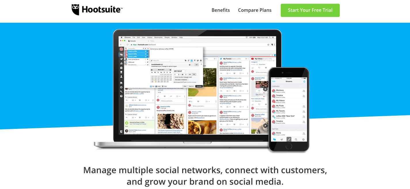 One great tool to start with is Hootsuite