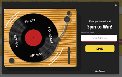 Spin-to-win popup